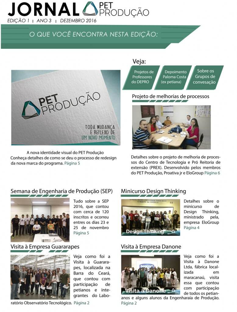 Primeira Edicão do Jornal PET Producao 2016